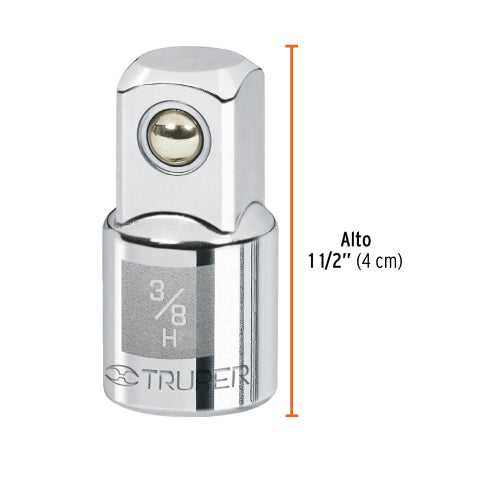 Adaptador para matraca de cuadro 3/8" a cuadro 1/2", Truper