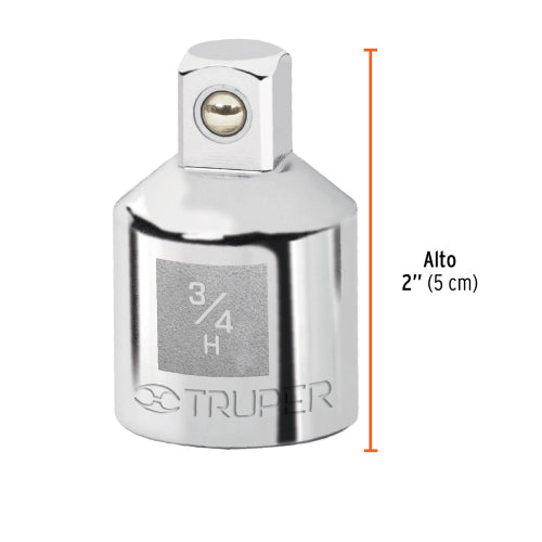 Adaptador para matraca de cuadro 3/4" a cuadro 1/2", Truper