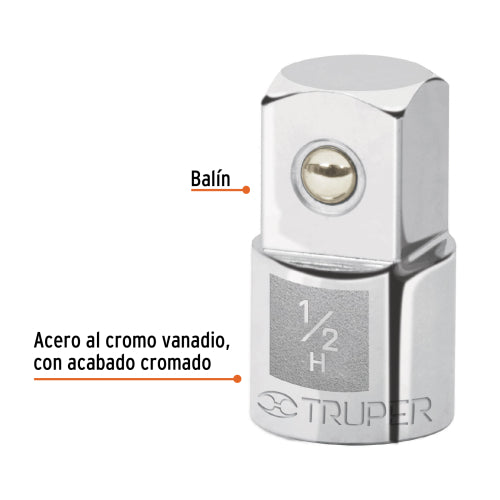 Adaptador para matraca de cuadro 1/2" a cuadro 3/4", Truper