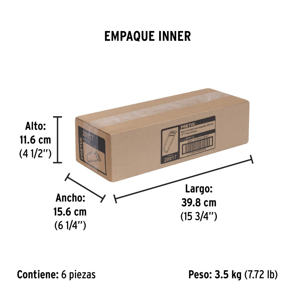Arco 12" de solera para segueta, Pretul