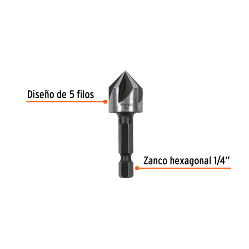 Avellanador HSS cambio rápido 5/8", Truper