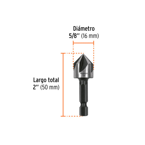 Avellanador HSS cambio rápido 5/8", Truper