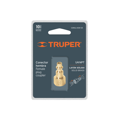 Conector rápido de latón, hembra, cuerda 1/4" NPT, TRUPER