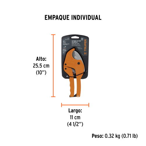 Cortador de tubo de plástico, capacidad corte 1-5/8", TRUPER