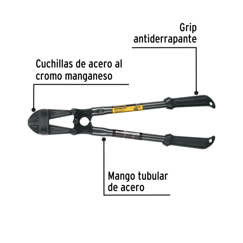 Cortapernos 18", mango tubular, PRETUL