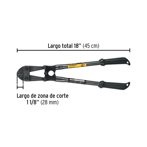 Cortapernos 18", mango tubular, PRETUL