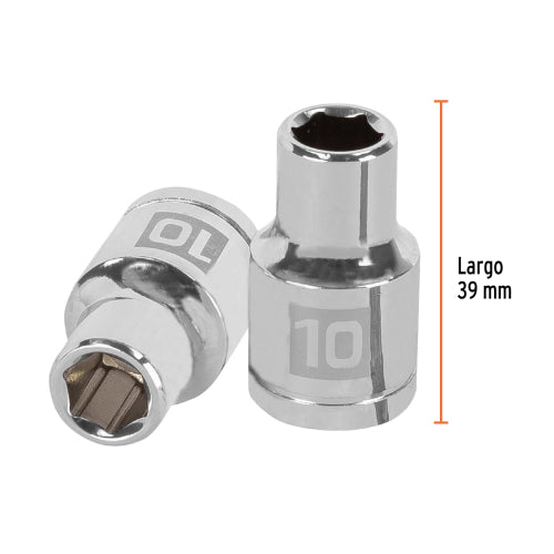 Dado de 10 mm, 6 puntas, cuadro 1/2", Truper