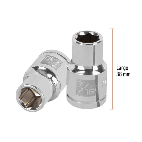 Dado de 7/16", 6 puntas, cuadro 1/2", Truper