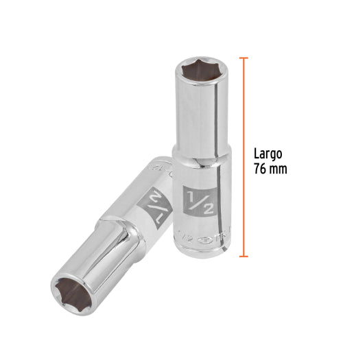 Dado largo de 1/2", 6 puntas, cuadro 1/2", Truper