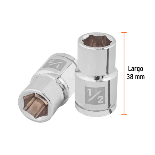 Dado de 1/2", 6 puntas, cuadro 1/2", Truper