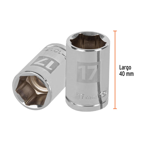 Dado de 17 mm, 6 puntas, cuadro 1/2", Truper