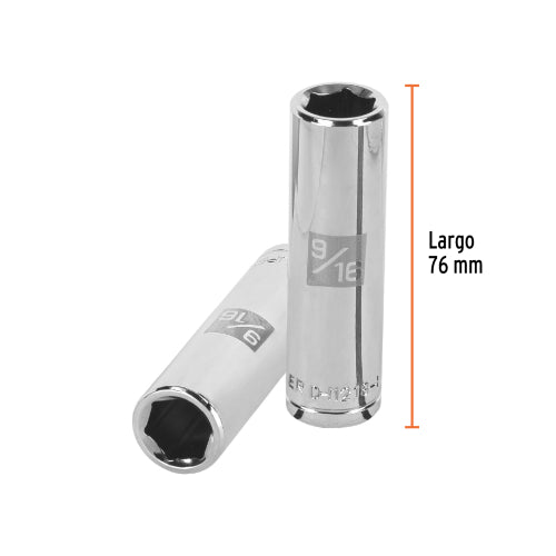 Dado largo de 9/16", 6 puntas, cuadro 1/2", Truper