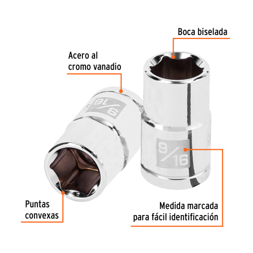 Dado de 9/16", 6 puntas, cuadro 1/2", Truper