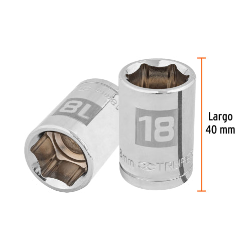 Dado de 18 mm, 6 puntas, cuadro 1/2", Truper