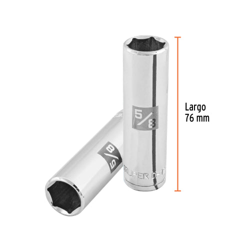 Dado largo de 5/8", 6 puntas, cuadro 1/2", Truper