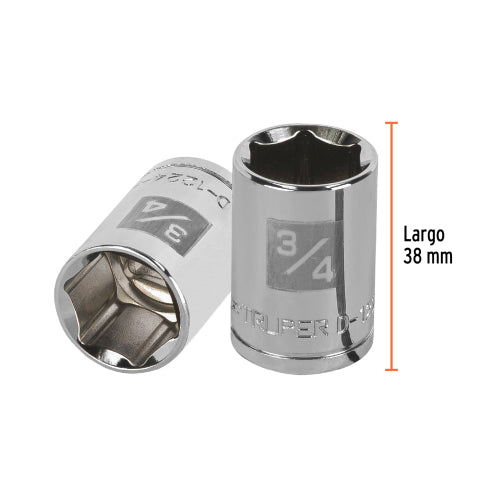Dado de 3/4", 6 puntas, cuadro 1/2", Truper