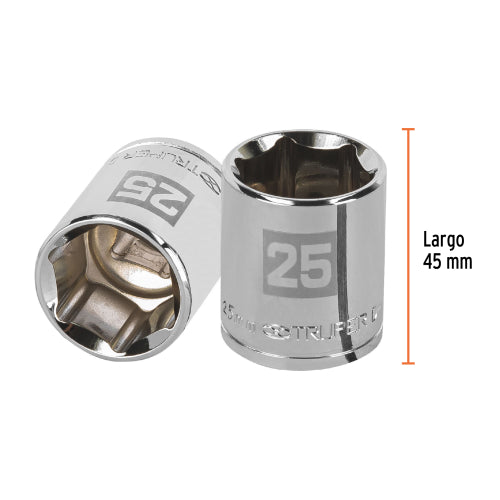 Dado de 25 mm, 6 puntas, cuadro 1/2", Truper