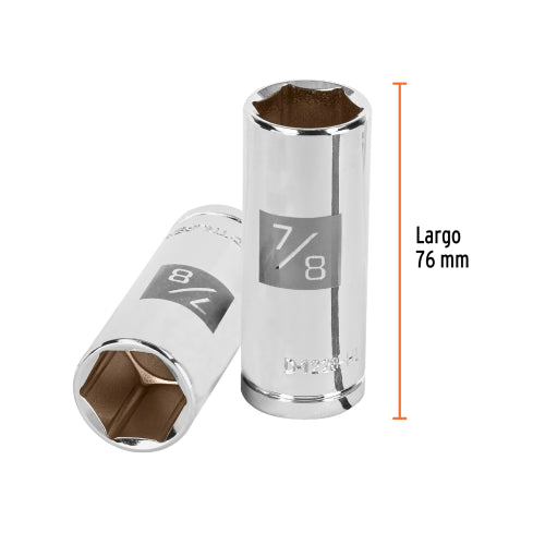 Dado largo de 7/8", 6 puntas, cuadro 1/2", Truper
