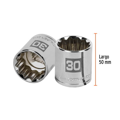 Dado de 30 mm, 12 puntas, cuadro 1/2", Truper