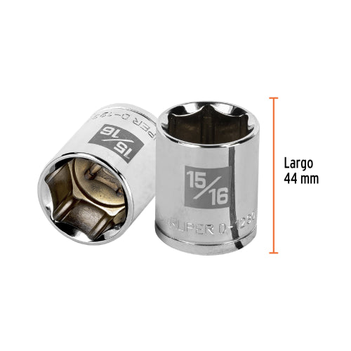 Dado de 15/16", 6 puntas, cuadro 1/2", Truper