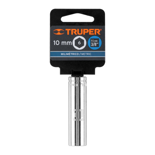 Dado largo de 10 mm, 6 puntas, cuadro 3/8", Truper