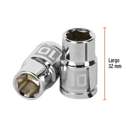 Dado de 10 mm, 6 puntas, cuadro 3/8", Truper