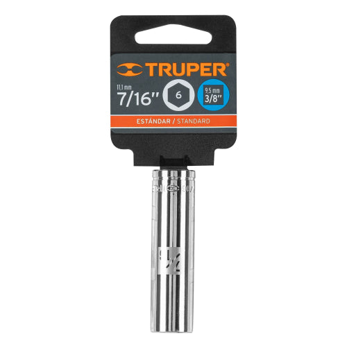 Dado largo de 7/16", 6 puntas, cuadro 3/8", Truper