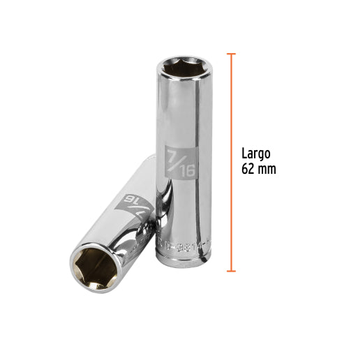 Dado largo de 7/16", 6 puntas, cuadro 3/8", Truper