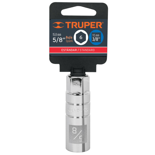 Dado para bujías de 5/8", 6 puntas, cuadro 3/8", Truper