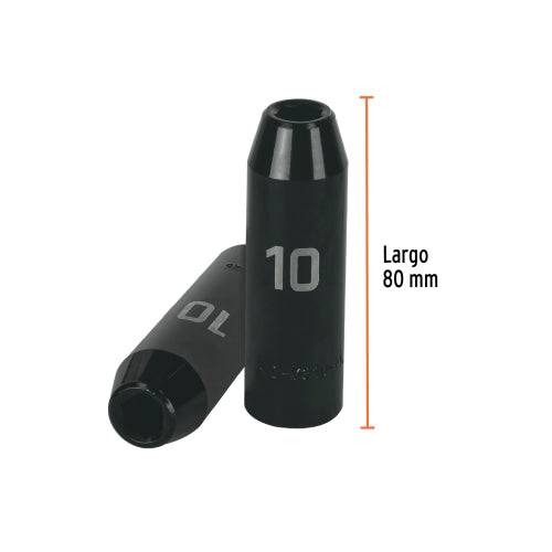 Dado largo cuadro 1/2" de impacto 6 puntas de 10 mm, Truper