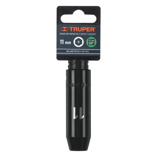 Dado largo cuadro 1/2" de impacto 6 puntas de 11 mm, Truper