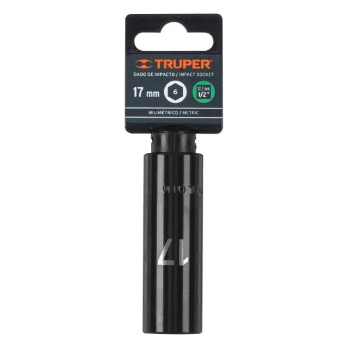 Dado largo cuadro 1/2" de impacto 6 puntas de 17 mm, Truper