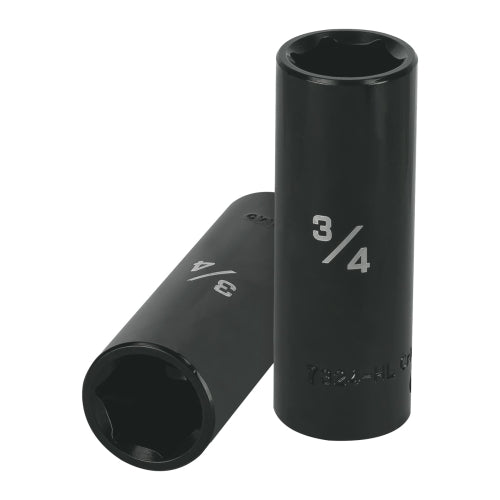 Dado largo impacto de 3/4", 6 puntas, cuadro 1/2", Truper
