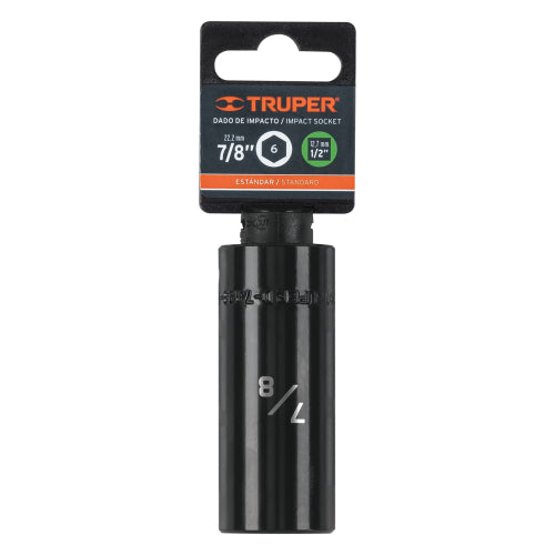 Dado largo impacto de 7/8", 6 puntas, cuadro 1/2", Truper