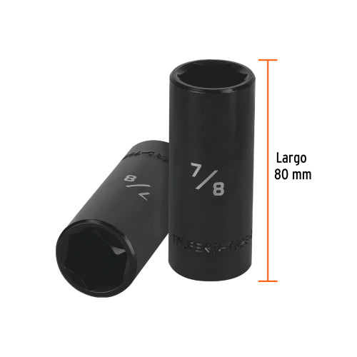 Dado largo impacto de 7/8", 6 puntas, cuadro 1/2", Truper