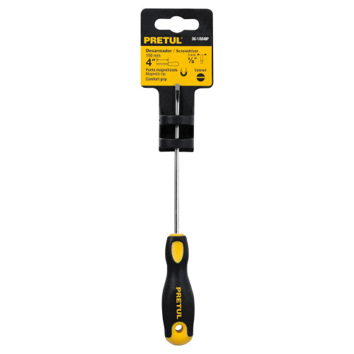 Desarmador cabinet 1/8 x 4" mango Comfort Grip, Pretul