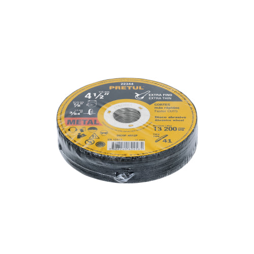 Disco Tipo 41 de 4-1/2" x 1.2 mm corte fino de metal, Pretul