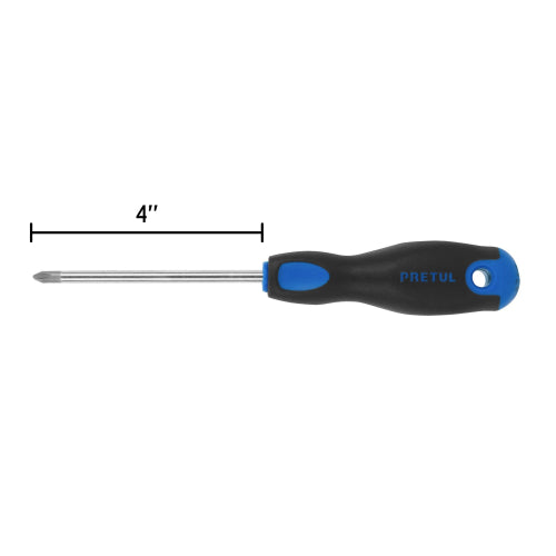 Desarmador de cruz 1/4" x 4" mango Comfort Grip, Pretul