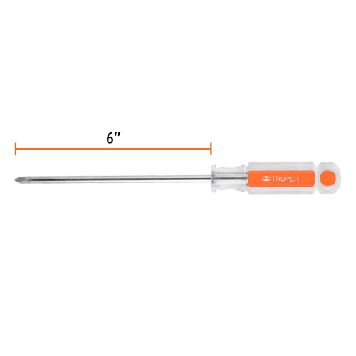 Desarmador de cruz 1/4" x 6" mango de acetato, Truper