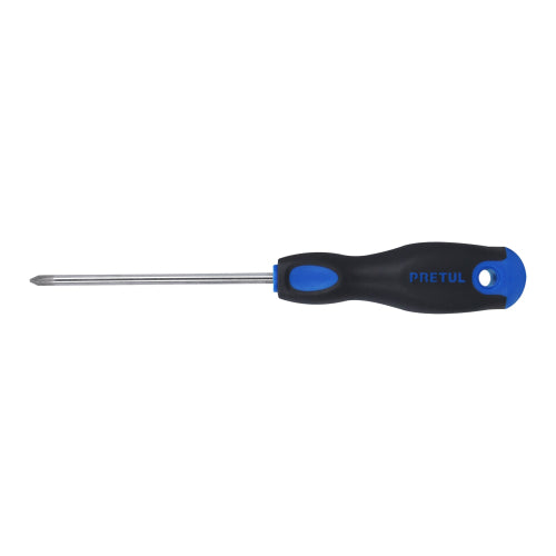 Desarmador de cruz 3/16" x 4" mango Comfort Grip, Pretul