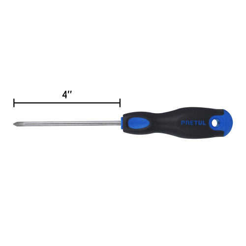 Desarmador de cruz 3/16" x 4" mango Comfort Grip, Pretul