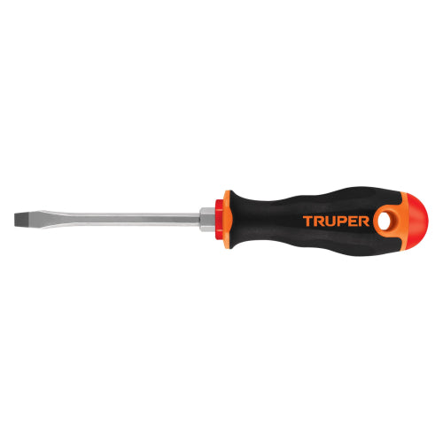 Desarmador plano 1/4" x 4" mango Comfort Grip, Truper