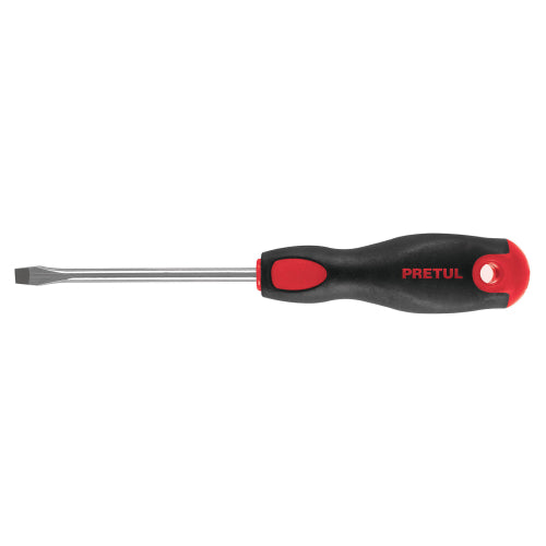 Desarmador plano 1/4" x 4"mango Comfort Grip, Pretul