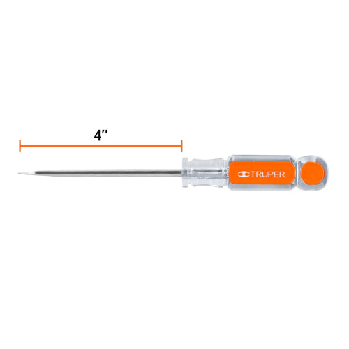 Desarmador plano 3/16" x 4" mango de acetato, Truper