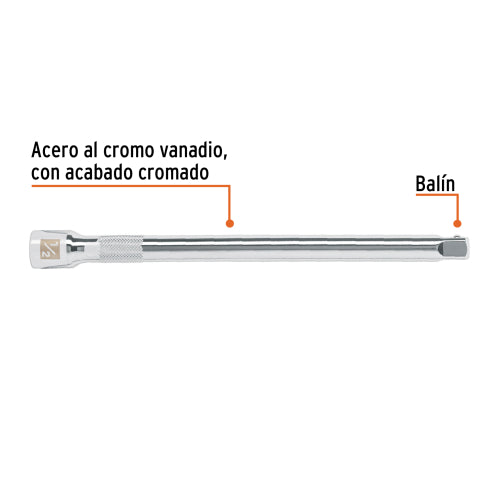 Extensión cuadro 1/2" para matraca, largo 10", Truper
