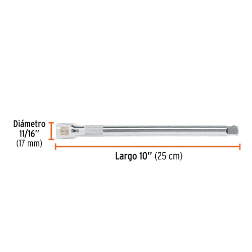 Extensión cuadro 1/2" para matraca, largo 10", Truper