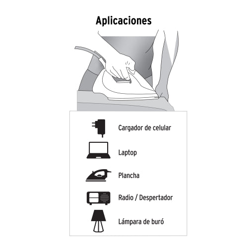 Extensiones domésticas, blancas, clavija recta