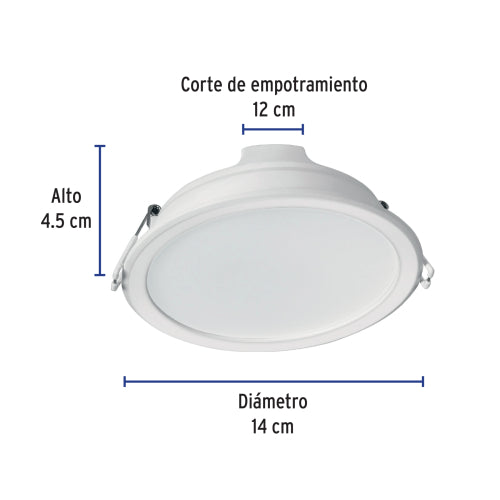 Luminario LED empotrable 12 W redondo, luz de día, Basic