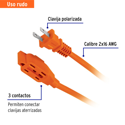 Extensiones de uso rudo, calibre 16