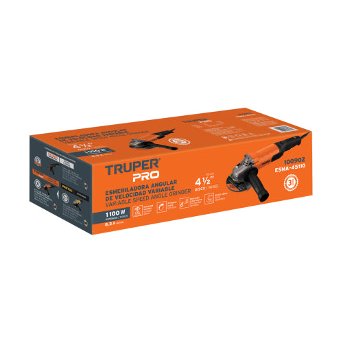 Esmeriladora angular 4-1/2", 1100W, TRUPER PRO